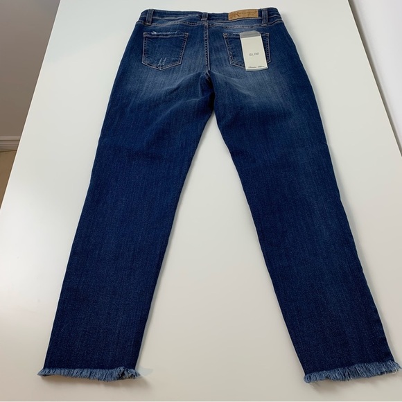 NWT Rinascimento Jeans Denim Blue Studs Raw Hem Sz Large Slim Glam Rockstar - Picture 15 of 16